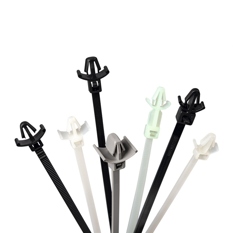 帶箭頭和側翼的一體式固定扎帶，可拆卸 PA66V0 /PA66V2